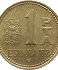 1982 One Peseta Spain Juan Carlos I Coin 