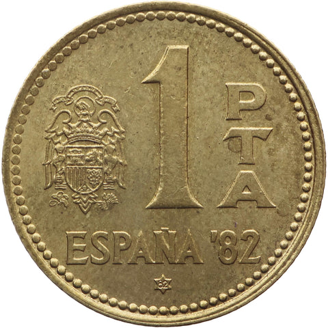 1982 One Peseta Spain Juan Carlos I Coin 
