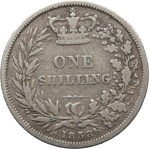1858 Shilling Victoria Coin Silver GB