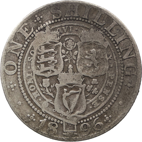 1896 Shilling Victoria Queen Coin GB