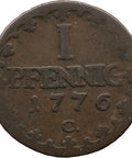 1776 C 1 Pfennig Saxony Albertine Frederick Augustus III Coin Germany
