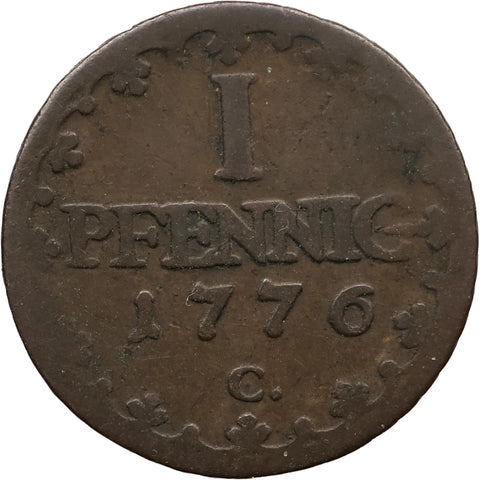 1776 C 1 Pfennig Saxony Albertine Frederick Augustus III Coin Germany