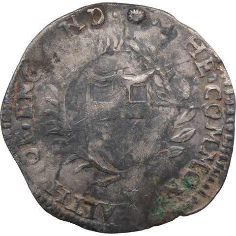 1650-1657 Half Crown Commonwealth of England Coin Mintmark Sun