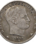 1808 M 1 Lira Napoleon I Kingdom of Italy Coin Silver Milan Mint