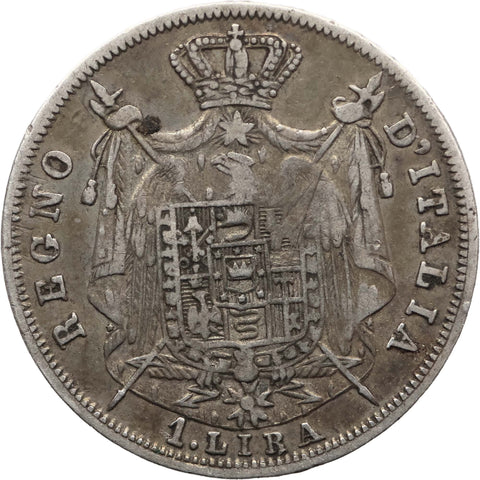 1808 M 1 Lira Napoleon I Kingdom of Italy Coin Silver Milan Mint