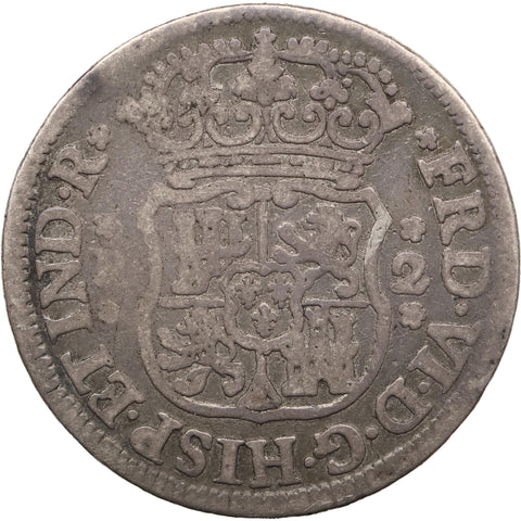 1757 Mo 2 Reales Mexico Coin Ferdinand VI Silver