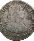 1796 IJ 2 Reales Peru Coin Charles IV Silver 