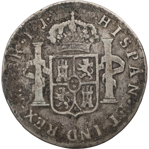 1796 IJ 2 Reales Peru Coin Charles IV Silver 