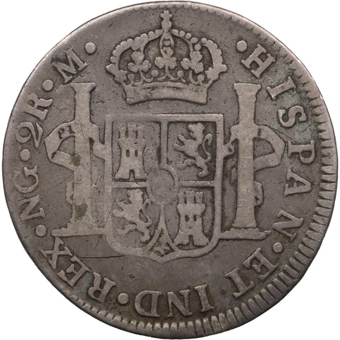 1805 NGM 2 Reales Guatemala Coin Charles IV Silver 