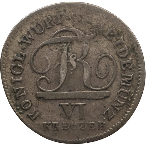 1811 6 Kreuzers Kingdom of Württemberg Coin Frederick I
