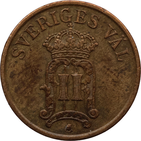 1907 1 Ore Sweden Coin Oscar II