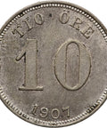 1907 EB 10 Öre Sweden Coin Oscar II Kungsholmen Mint