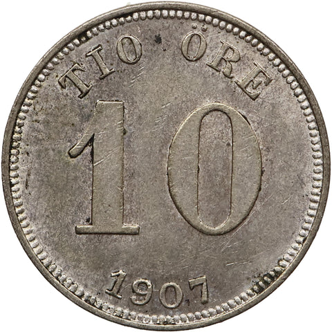 1907 EB 10 Öre Sweden Coin Oscar II Kungsholmen Mint