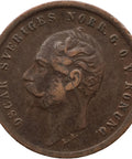 1857 LA 1 Öre Sweden Coin Oscar I Kungsholmen Mint