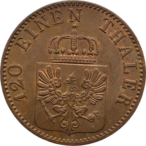 1862 A 3 Pfennigs Kingdom of Prussia Coin Wilhelm I