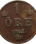 1902 1 Ore Sweden Coin Oscar II