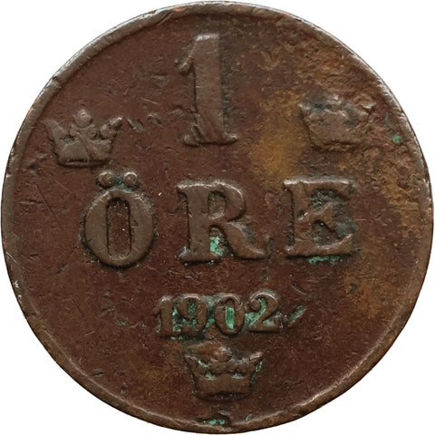 1902 1 Ore Sweden Coin Oscar II
