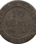 1808 10 Centimes Napoleon Bonaparte Coin France Rouen Mint