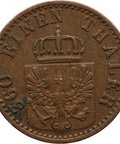 1870 A 1 Pfenning Kingdom of Prussia Coin William I