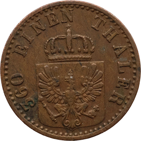 1870 A 1 Pfenning Kingdom of Prussia Coin William I