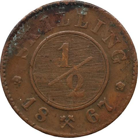 1867 Half Skilling Norway Coin Charles XV