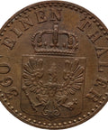 1861 A 1 Pfenning Kingdom of Prussia Coin William I