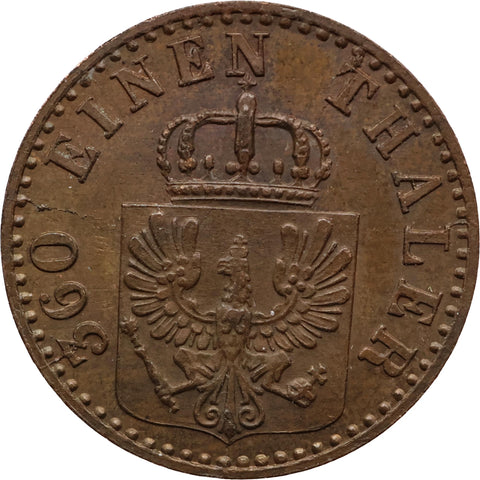 1861 A 1 Pfenning Kingdom of Prussia Coin William I