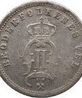 1876 25 Öre Norway Coin Silver Oscar II