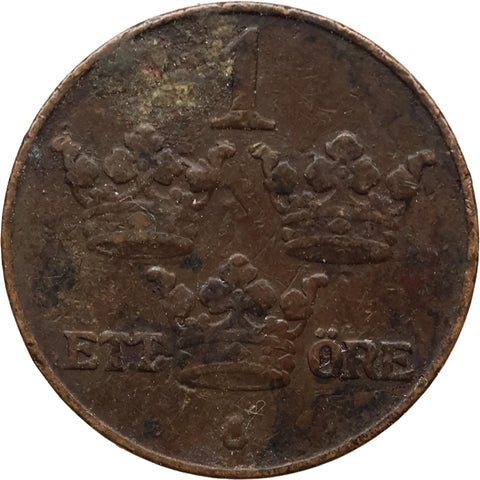 1924 One Öre Sweden Coin Gustaf V
