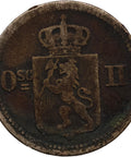 1874 10 Øre / 3 Skilling Norway Coin Oscar II 