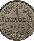 1862 1 Kreuzer City of Frankfurt Coin Germany