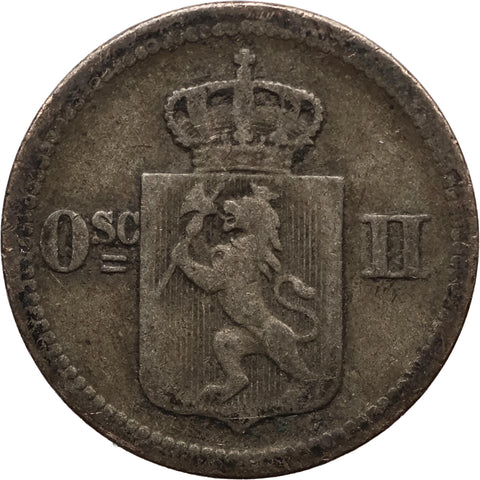 1875 10 Øre / 3 Skilling Norway Coin Oscar II