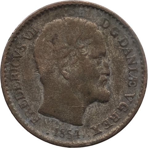 1854 FF 4 Skilling Rigsmønt Frederik VII Denmark Coin
