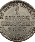 1863 A 1 Silbergroschen Kingdom of Prussia Coin William I Berlin Mint