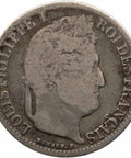 1845 B 50 Centimes France Coin Louis-Philippe I Rouen Mint