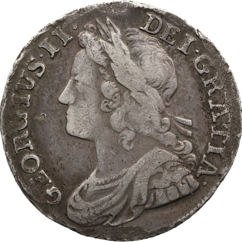 1739 Schilling-Münze Georg II. Großbritannien Junges Porträt Rosen in Engeln