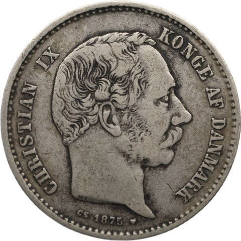 1875 CS One Krone Denmark Coin Christian IX