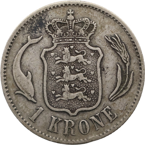 1875 CS One Krone Denmark Coin Christian IX