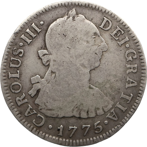 1775 MJ 2 Reales Peru Coin Charles III Silver Lima Mint