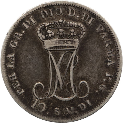 1815 10 Soldi Duchy of Parma Coin Italy Marie Louise Silver