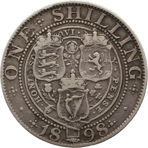 1898 Shilling Queen Victoria Great Britain Coin Silver