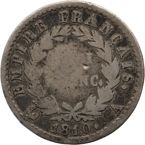 1810 A Half Franc France Coin Napoleon Bonaparte Silver Paris Mint