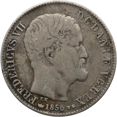 1856 16 Skilling Denmark Coin Frederik VII Silver Reeded Edge