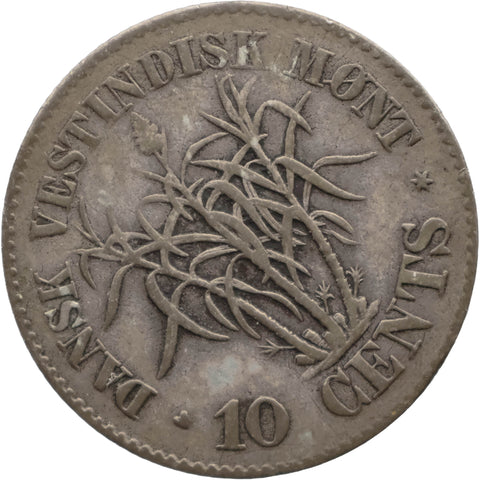 1878 10 Cents Danish West Indies Coin Christian IX