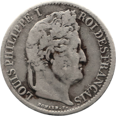 1834 A Half Franc France Coin Louis-Philippe I Silver Paris Mint