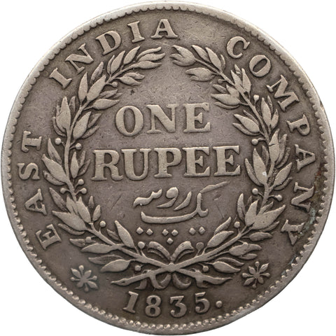 1835 One Rupee British India Coin William IV Silver Calcutta Mint