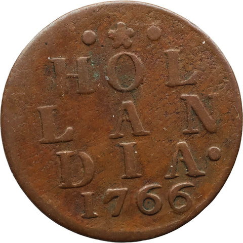 1766 1 Duit Province de Hollande Pays-Bas Pièce