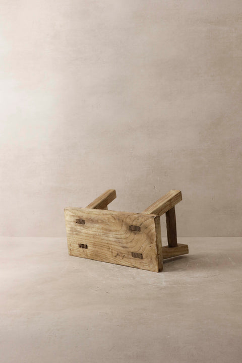 Vintage Rustic Elm Wood Stool - Small - No 10