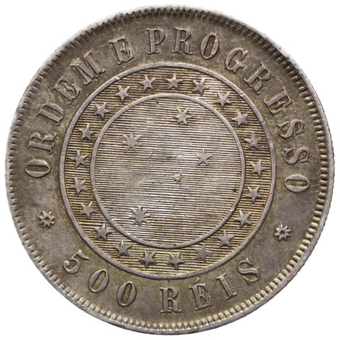 1889 500 Reis Brazil Coin Mint Rio de Janeiro