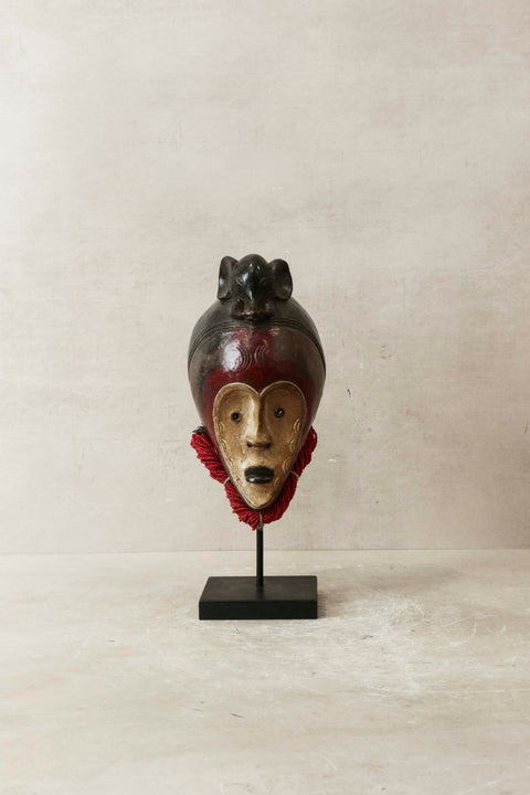 Afrikanische Bast-Terrakotta-Maske - Cwt3